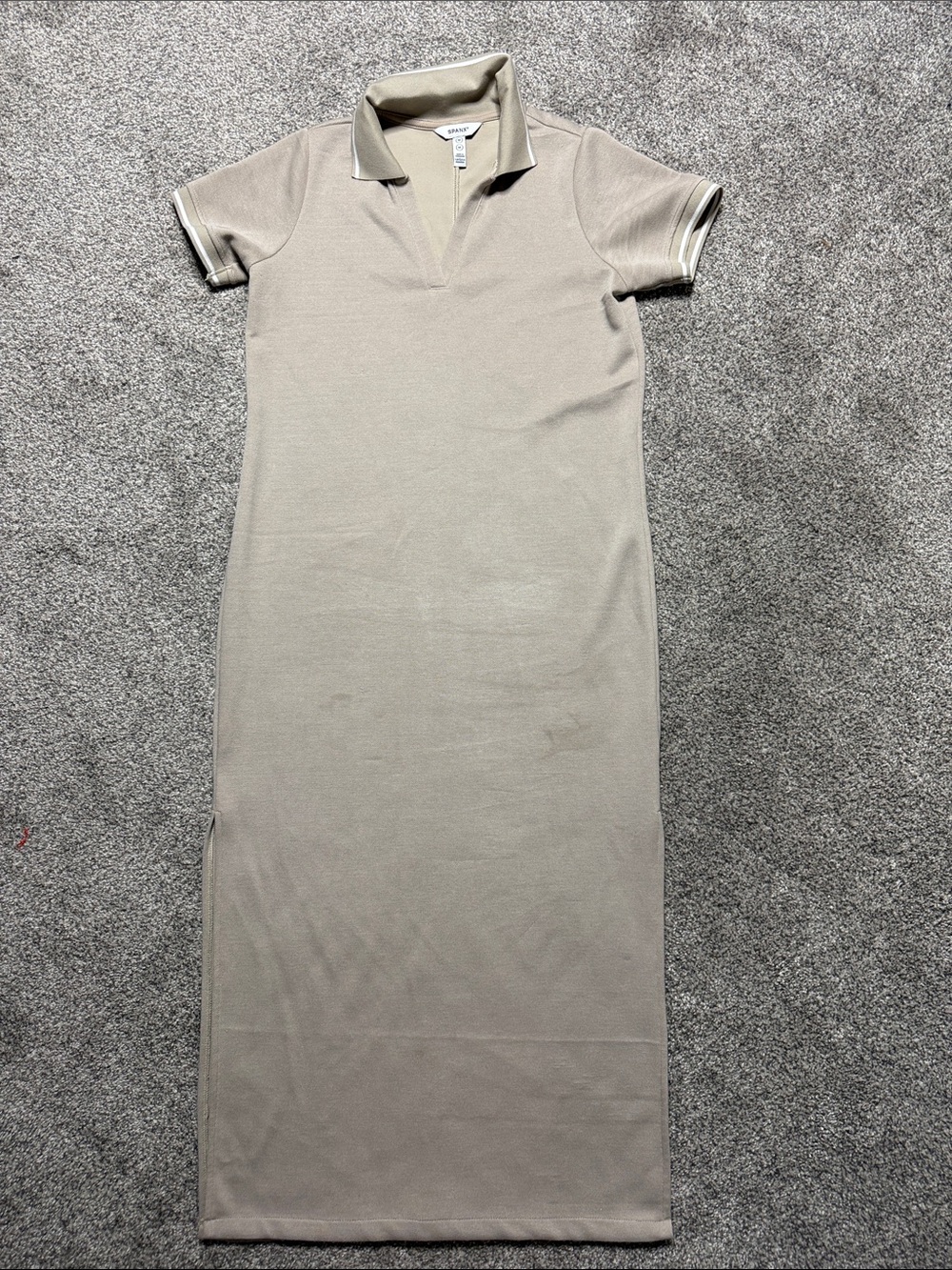 SPANX Taupe Polo Maxi Dress with Contrast Trim